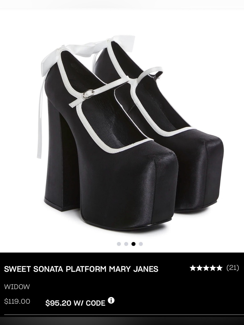 Widow Sweet Sonata Platform Mary Janes in Black and White